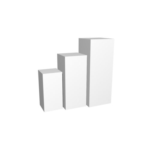 Podiegruppe kvadratisk. Produktpodier i forskellige højder. 35x35 cm.